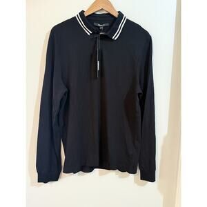 Nova Men Long Sleeve Shirt Black & White Striped Top Men’s Size L